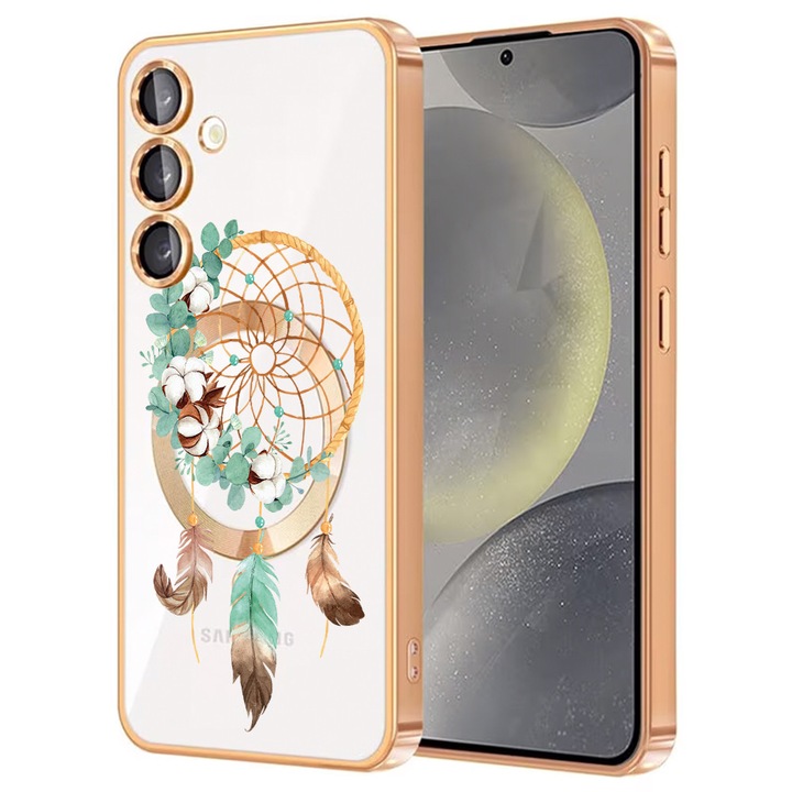 Husa BestCase® Luxury MagSafe, Compatibila Samsung Galaxy A55, DreamCatcher colorat – stil boho, Ultra-Soft, Margini metalizate, 1946046 MC Gold 950