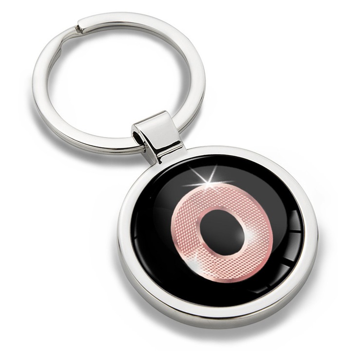 Breloc metalic cu cutie cadou, Biomar Labs, Litera O, AZ, unisex, 3D, Negru/Auriu roz, KK 41