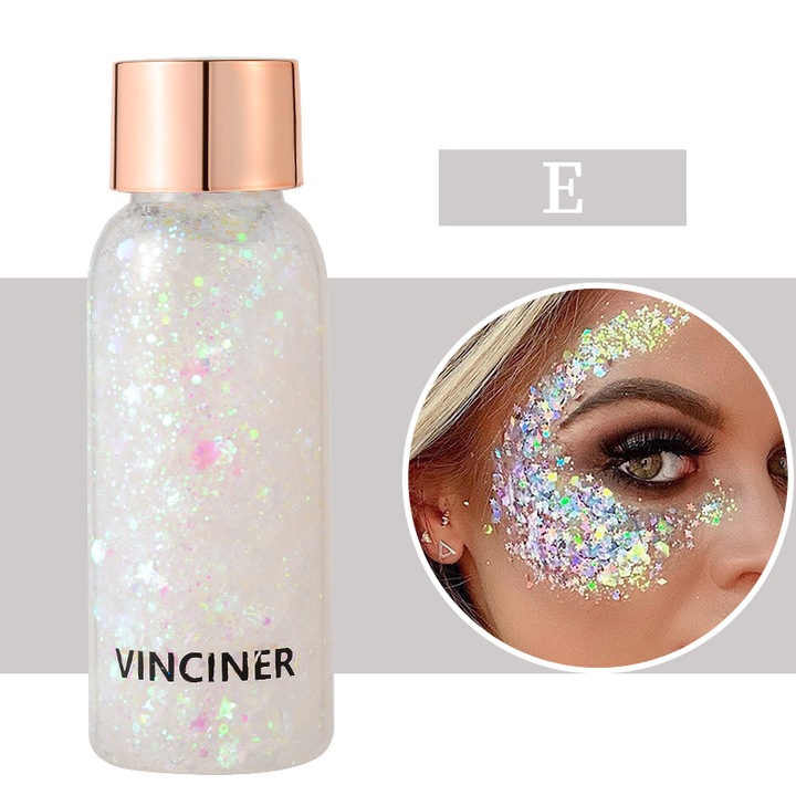 Sclipici VINCINER, alb, efect iridescent, 30ML