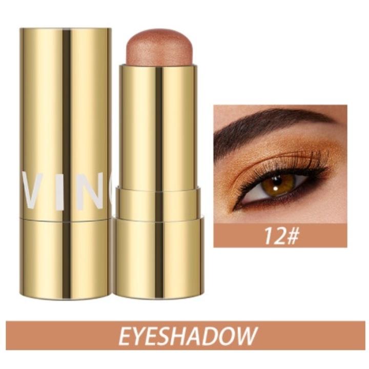 Iluminator VINCINER stick multifunctional 8g, crema de baza, fard de obraz, maro