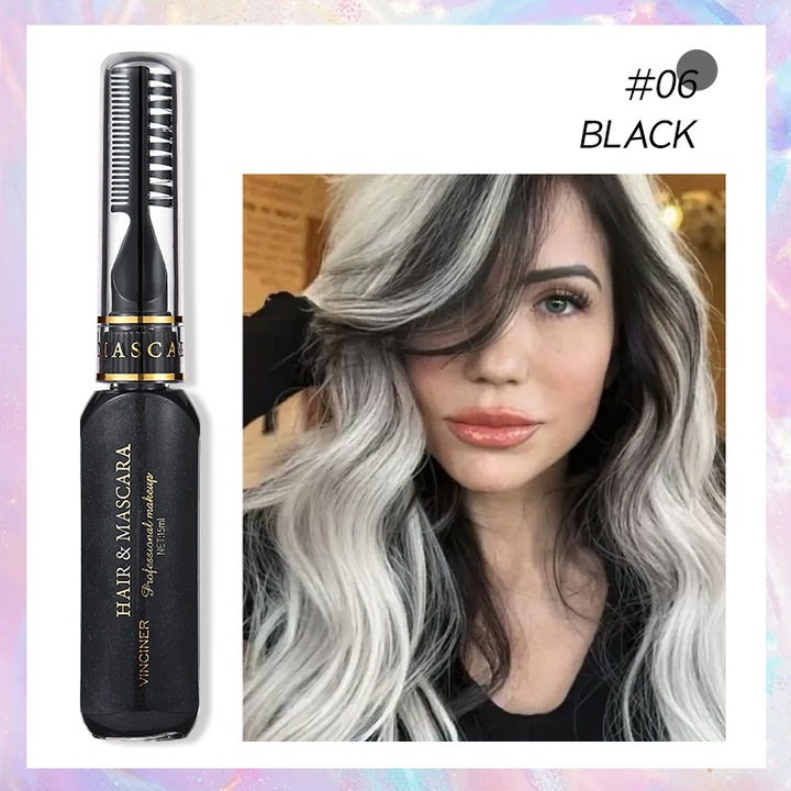 Vopsea de par cu perie VINCINER, 15 ml, negru, 06