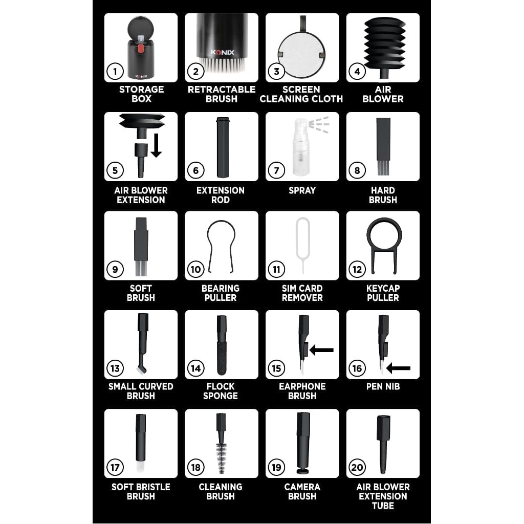 Set de curățare 20 piese Konix KX-CLEANING-KIT - eMAG.ro