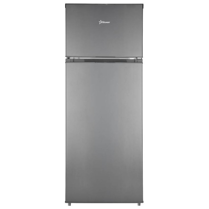 Frigider cu 2 usi STARCREST SF-210DX-E, 210 L, Clasa E, Iluminare LED, Termostat Ajustabil, Usi reversibile, H 143 cm, Inox Negru