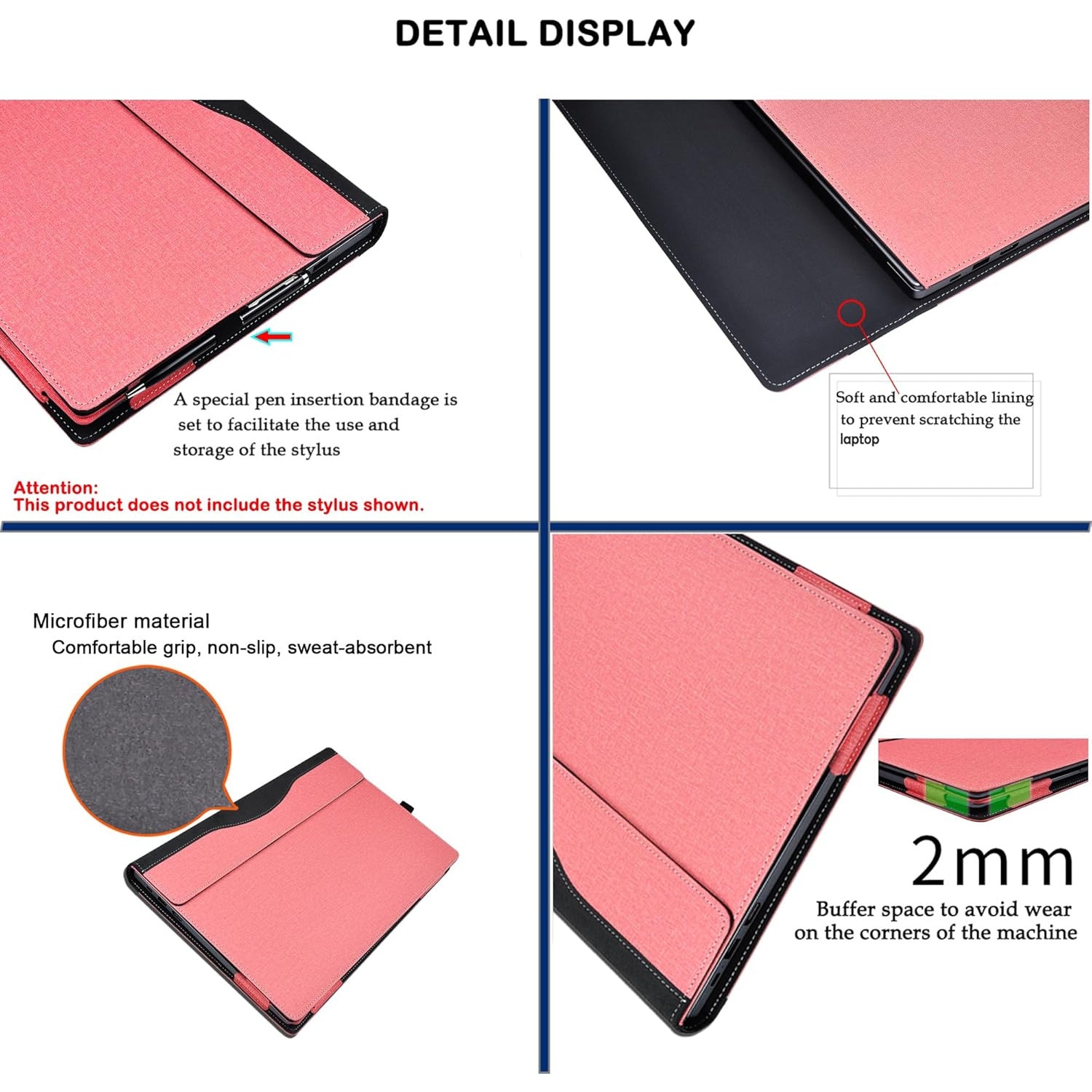 Husa tableta 16 inch, roz, din PU pentru Lenovo Yoga 7 si Slim 7 Pro, design 2 in 1, rezistenta la zgarieturi