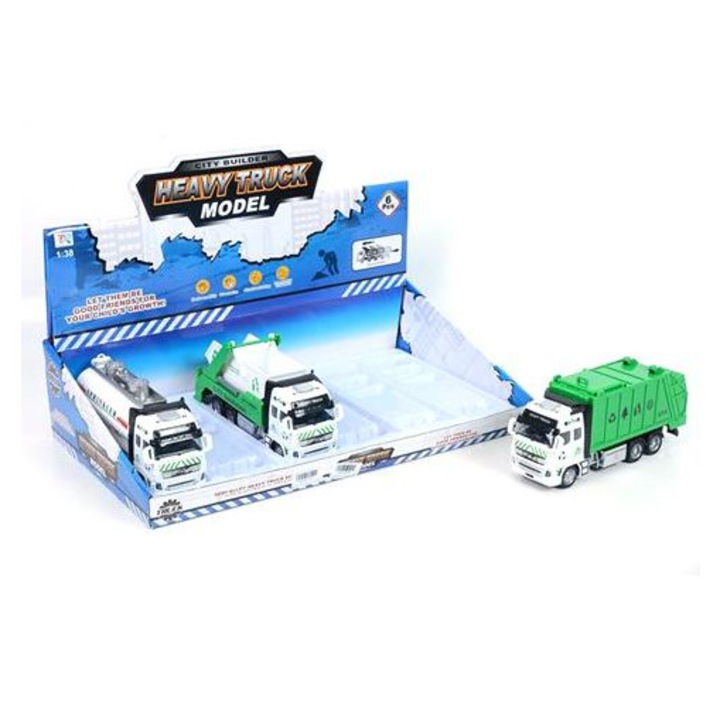 Magic Toys 4497533 Hátrahúzós hulladékgyűjtő kamion többféle változatban 1/38
