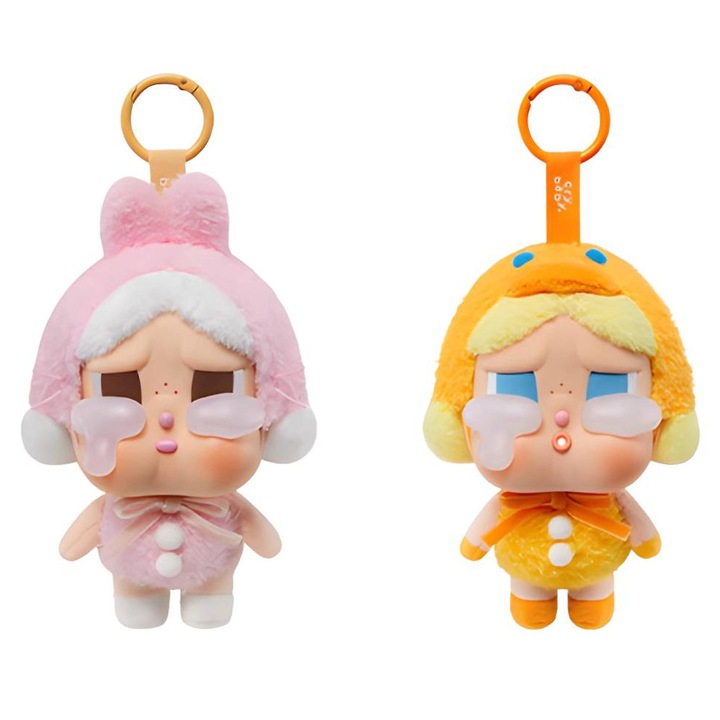 POPMART CRYBABY plüssjáték, 15cm, 2db, Rózsaszín/Sárga