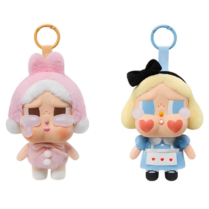 POPMART CRYBABY plüssjáték, 15cm, 2db, Rózsaszín/Kék