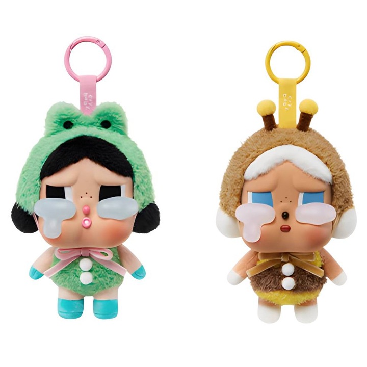 POPMART CRYBABY plüssjáték, 15cm, 2db, Zöld/Világosbarna