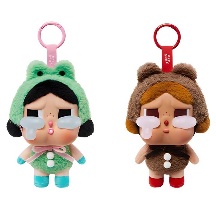 POPMART CRYBABY plüssjáték, 15cm, 2db, Zöld/Barna