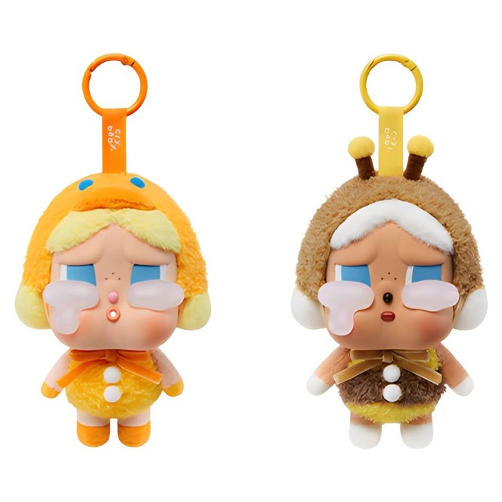 POPMART CRYBABY plüssjáték, 15cm, 2db, Sárga/Világosbarna