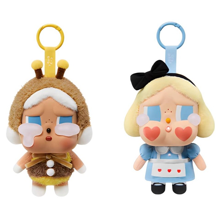 POPMART CRYBABY plüssjáték, 15cm, 2db, Világosbarna/Kék