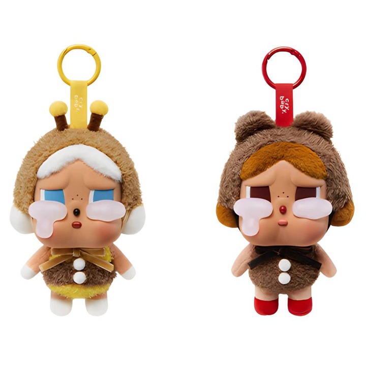 POPMART CRYBABY plüssjáték, 15cm, 2db, Világosbarna/Barna