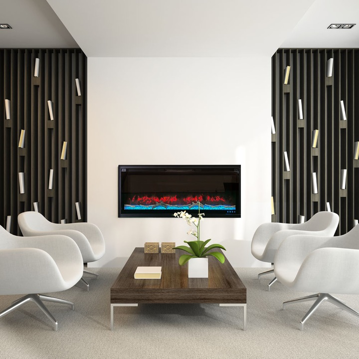 Elektromos kandalló, VERSALYS XS, ElectricSun, falra szerelhető, szabadon álló vagy beépíthető kivitelezéssel, hanghatással, 10 szín, telefonos alkalmazással, SZ100xM41cm