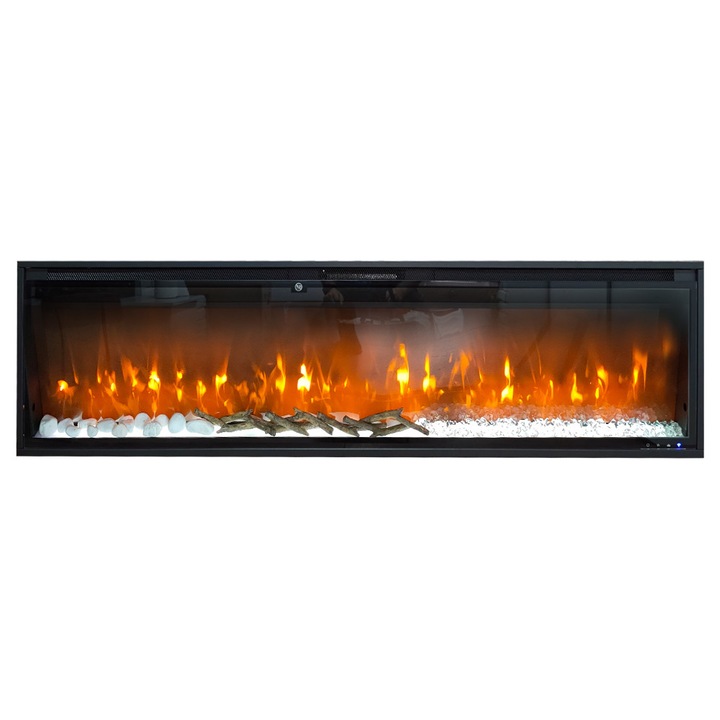Eлектрическа камина за стена ElectricSun VERSALYS среден, на стена, cвободно стоящ или за вграждане, със звук, 10 цвята, WI-FI връзка с приложение, L153xH41x15см