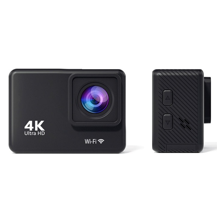 Camera de actiune Multifunctionala, Garsonal®, 4K 60FPS, Foto 24 MP, unghi ultra-larg 170°, rezistenta la apa 30m, Negru