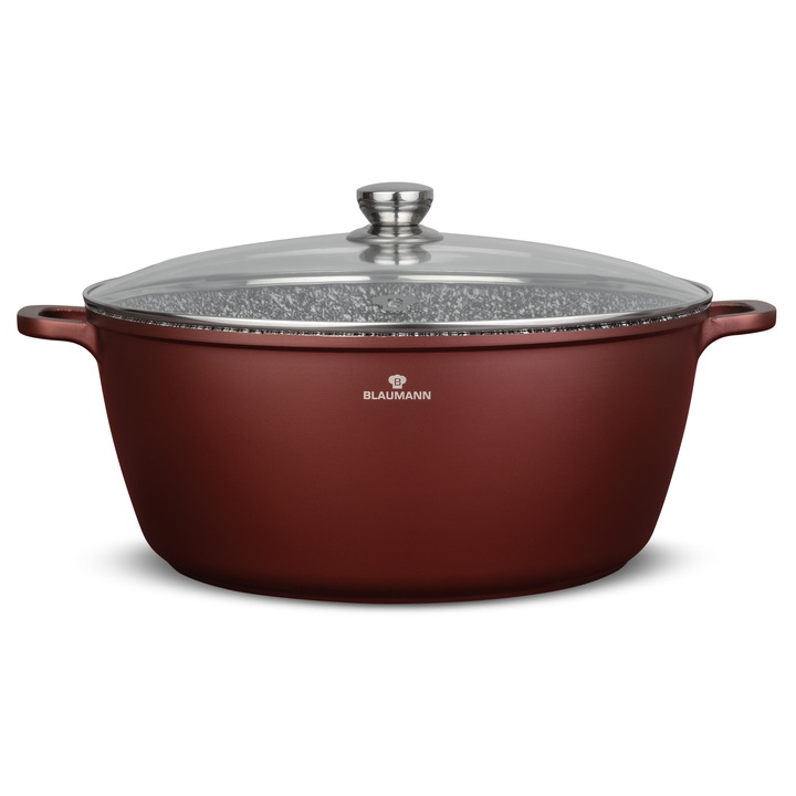 Cratita cu capac, aluminiu turnat, acoperire marmura ceramica 3 straturi, baza inductie, dimensiune 40x17.5 cm, capacitate 18.5 l