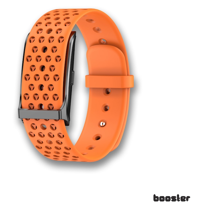Booster intelligens egészségügyi karkötő, hordozható aktivitás- és fitneszkövető több sport módhoz, az egészségügyi adatok folyamatos automatikus monitorozása egész nap, alvásjavító, narancssárga szilikon