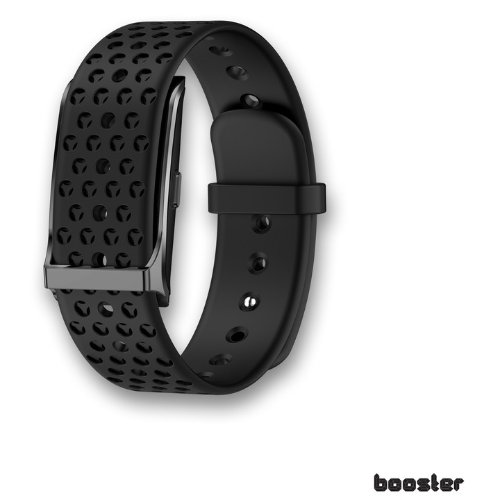 Booster intelligens egészségügyi karkötő, hordozható aktivitás- és fitneszkövető több sport módhoz, folyamatos automatikus egészségügyi adatok monitorozása egész nap, alvásjavító, fekete szilikon
