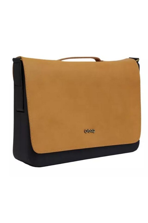 Geanta O bag 9314Y, Negru/Maro deschis, 40x30x12