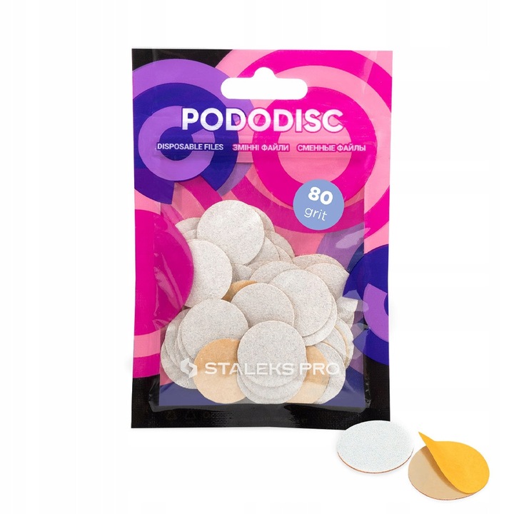 Pile cosmetice Staleks, set 50 buc, M, 80 grit, 20mm, alb