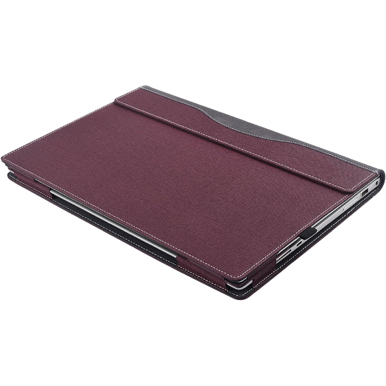 Husa pentru laptop 16 inch, rosie, design 2 in 1, din piele PU, cu ventilatie termica