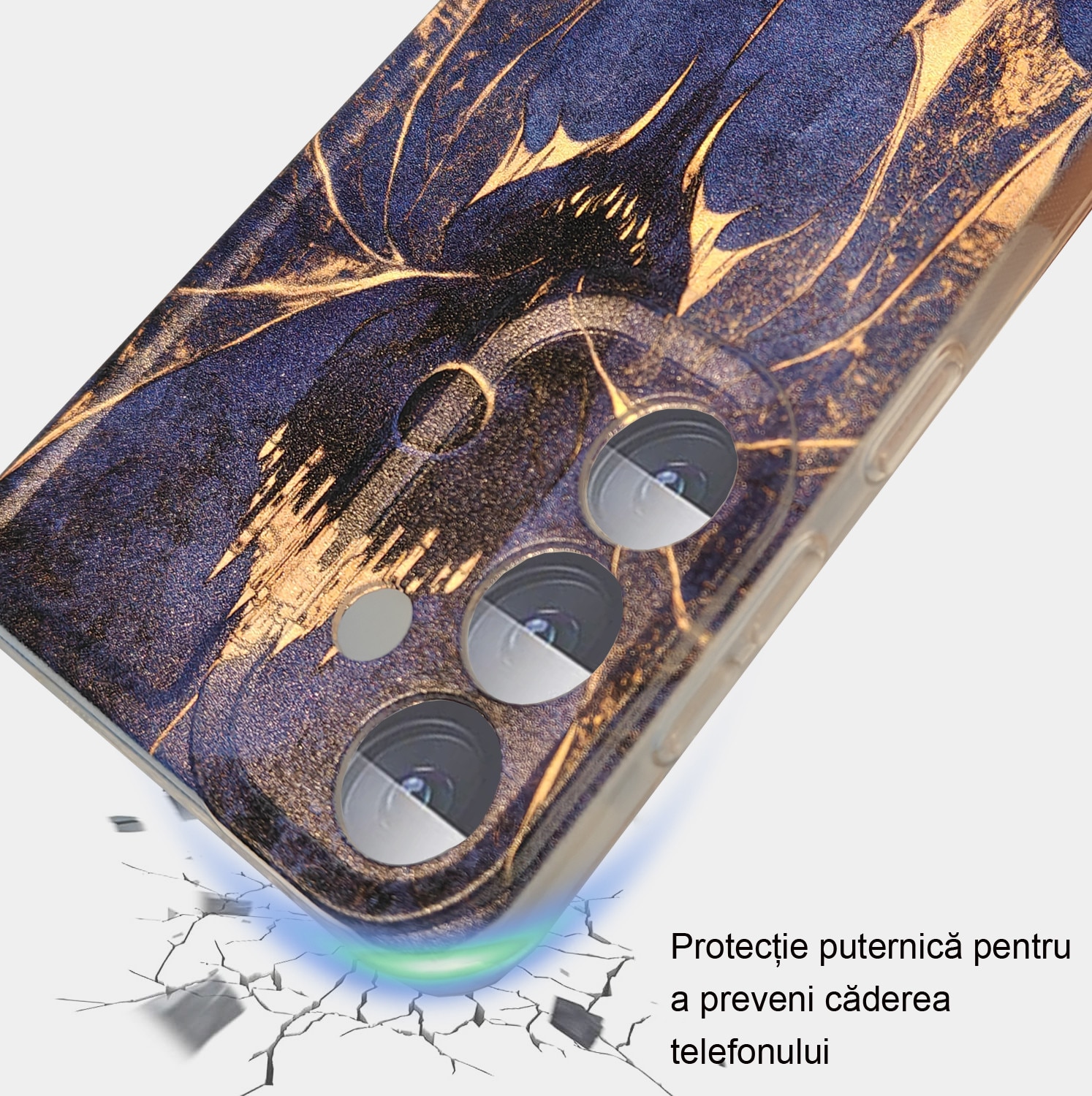 Husa telefon set, vampire albastru inchis, protectie de grad militar, rezistenta la zgarieturi, pentru iPhone si Samsung Galaxy S24
