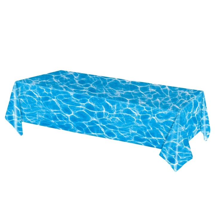 YANYXR BCS3110486 eldobható asztalterítő, vízálló PE, óceáni hullám minta, kék, 274 x 137 cm
