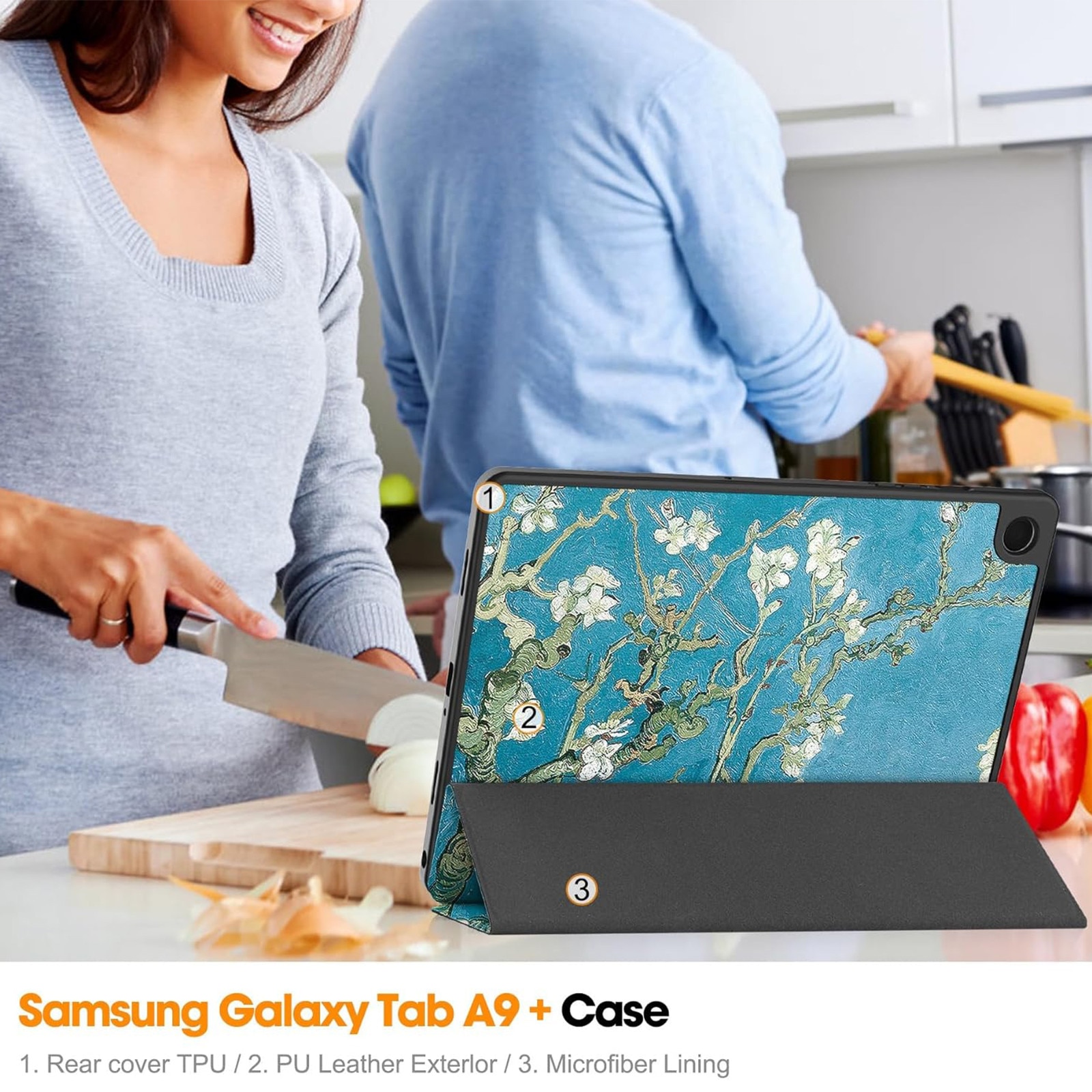 Husa protectie tableta, AYSTOAYS®, Compatibila cu Samsung Galaxy Tab A9 Plus 11", Verde inchis