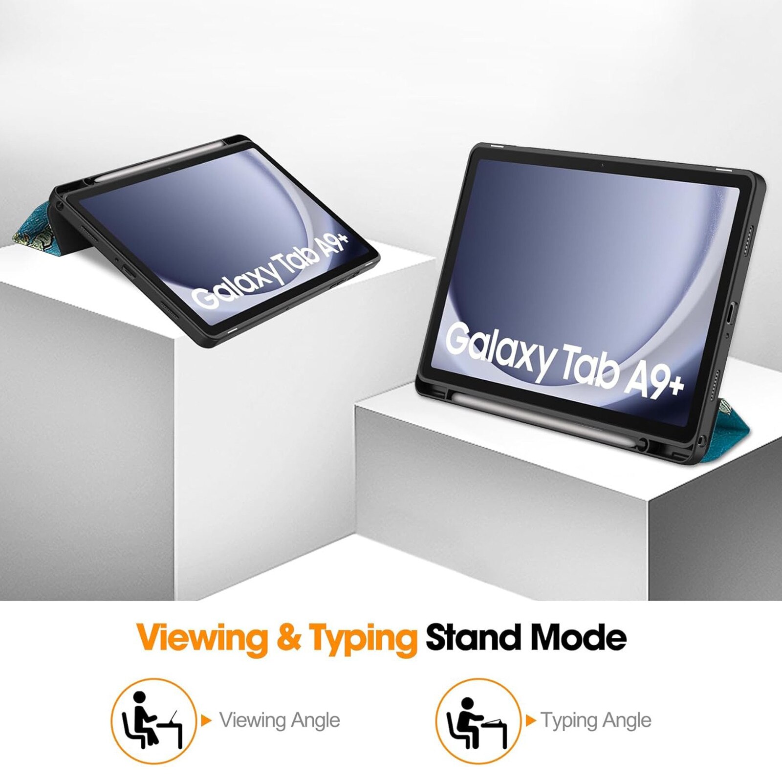 Husa protectie tableta, AYSTOAYS®, Compatibila cu Samsung Galaxy Tab A9 Plus 11", Verde inchis