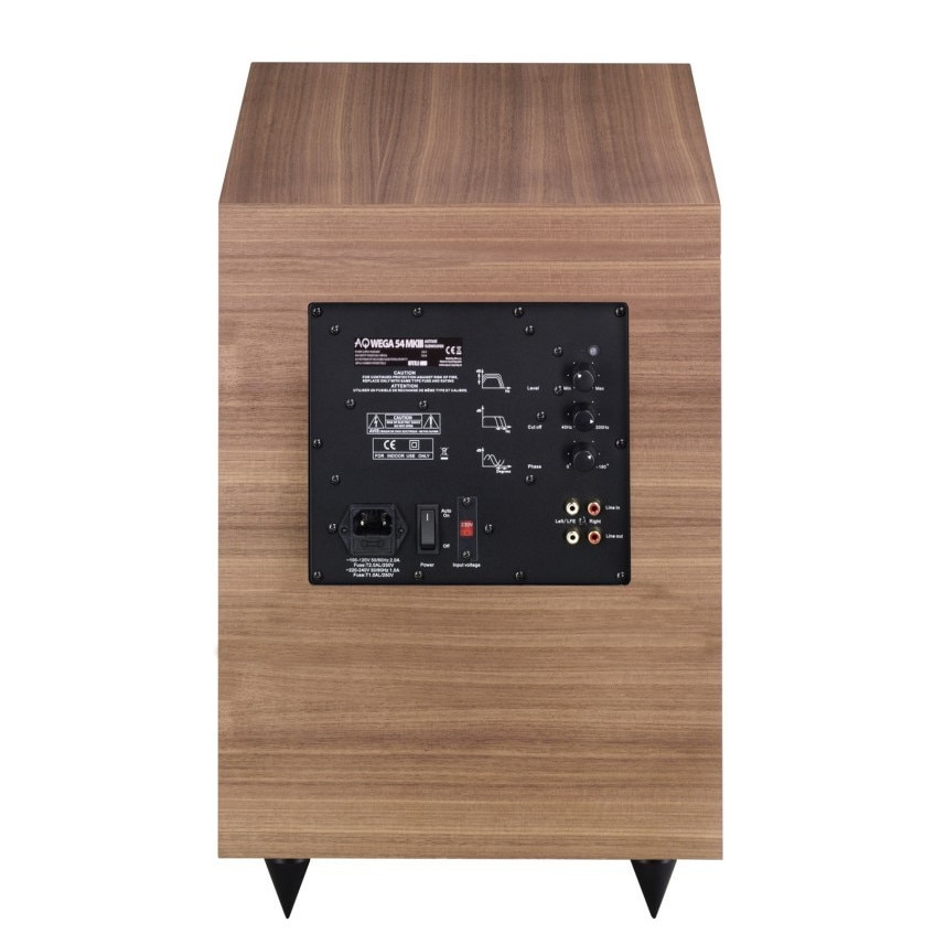 Subwoofer activ WEGA 54, 10", 120 dB, culoare nuc, pentru sistem home cinema sau stereo