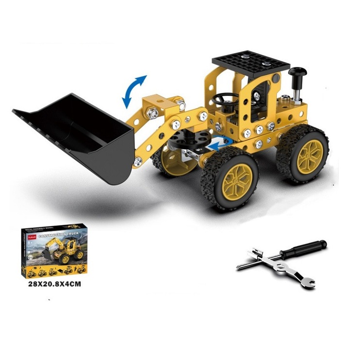 Macheta excavator beizhisi Arocs, metal, basculabil, multicolor, 1:32, pentru 6 ani