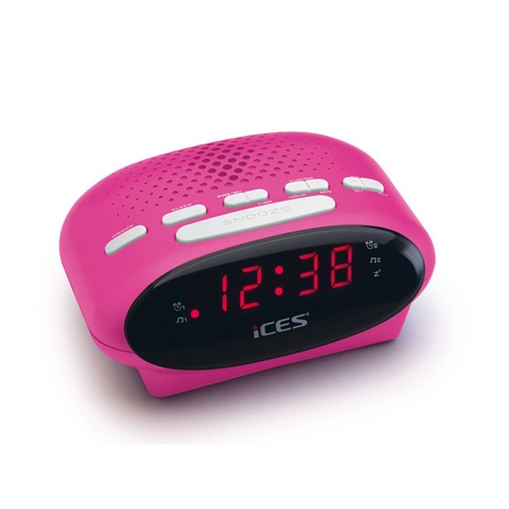 Radio cu ceas roz Lenco ICR-210