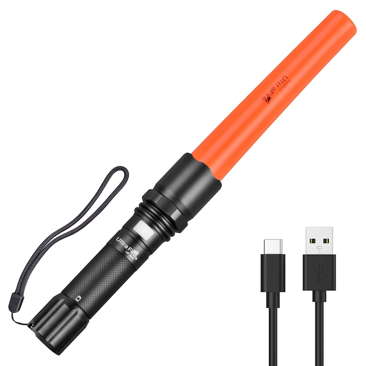 12-инчов светофар, ULTRAFIRE, 1800 лумена, водоустойчив IP68, преносим, с USB-C зареждане