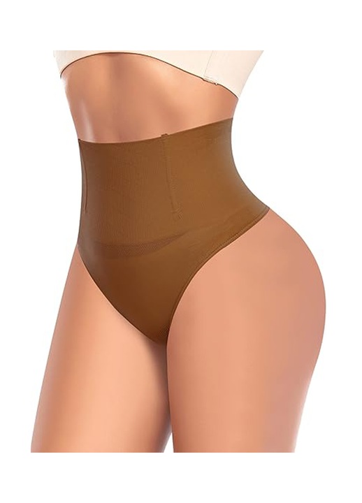 Alakformáló alsó, TREXORA, magas derekú, varrás nélküli, hasformáló, L-es méret, barna