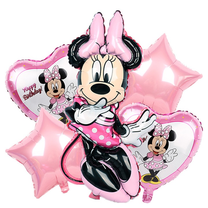 5 db-os rajzfilm lufi szett, TREXORA, 3D fólia, többszínű, gyerekzsúrokra, babaváró bulira