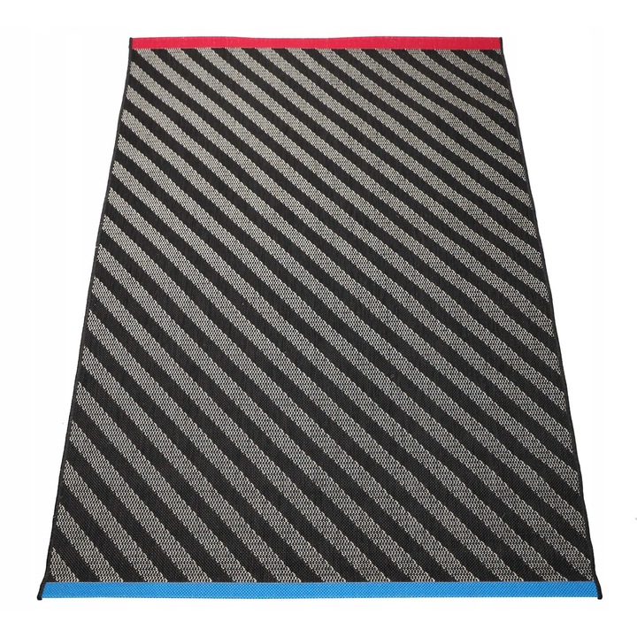 Covor, elSimone, 160 x 230 cm, Realizat Prin Tehnica Tesutului Plat, Aspect Decorativ, Universal, Pentru Diferite Tipuri De Interioare, Rezistent La Apa Si Conditii Meteorologice Dificile, Antistatic Si Antibacterian, Negru/Gri