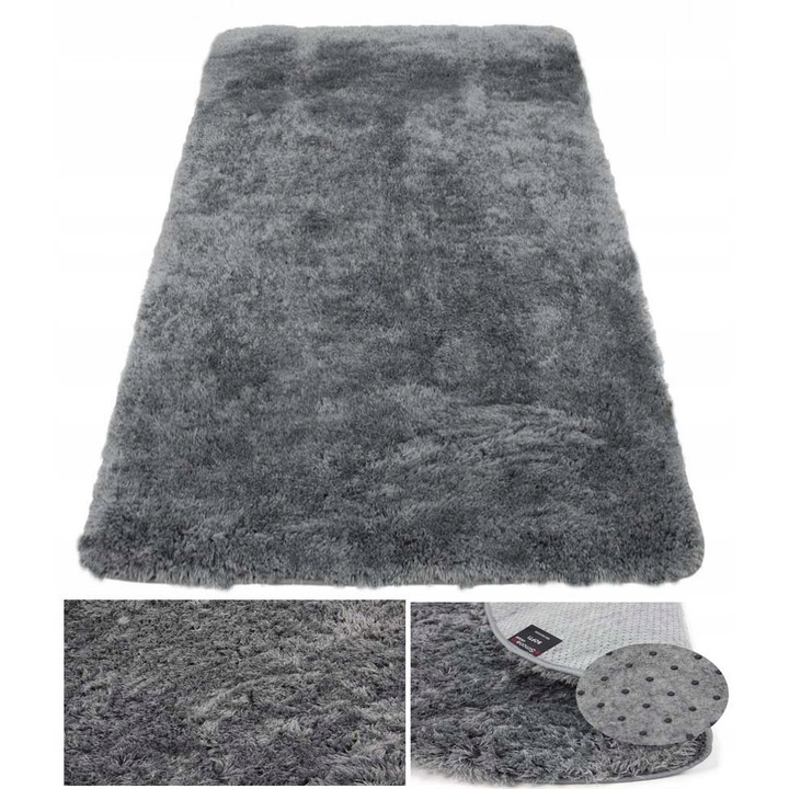 Covor, elSimone, 200 x 300 cm, Compozitie 100% Poliester Super-Soft Mikrofibra, Aspect Decorativ, Universal, Pentru Diferite Tipuri De Interioare, Tip Fir Delicat, Moale, Pufoasa, Inaltime Fir Aprox 30 mm, Substrat 3D, Gri