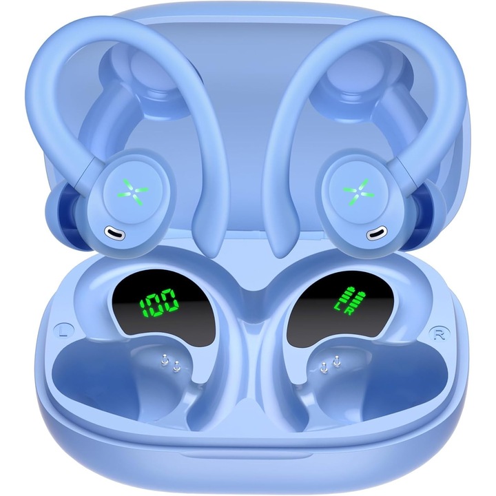 Bluetooth sport fejhallgató, 2025 vezeték nélküli Bluetooth 5.4, mély basszussal, mikrofonnal 50H Enc zajszűrő, fülbe helyezhető
