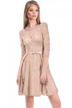 Rochie Cu Pliuri Natasa, Bej Rochie Cu Pliuri Natasa, Bej