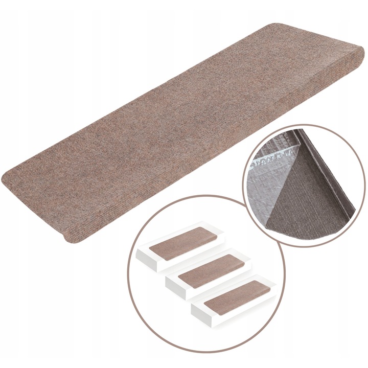 Covor, Elsimone, Steps, 65 x 23 cm + 3 Indoitura, Multicolor, Material 100% Polipropilena, Mod De Productie Tesut / Buclat, Certificat Oeko-Tex, Antibacterian Si Antistatic, Acoperiri Pentru Scari