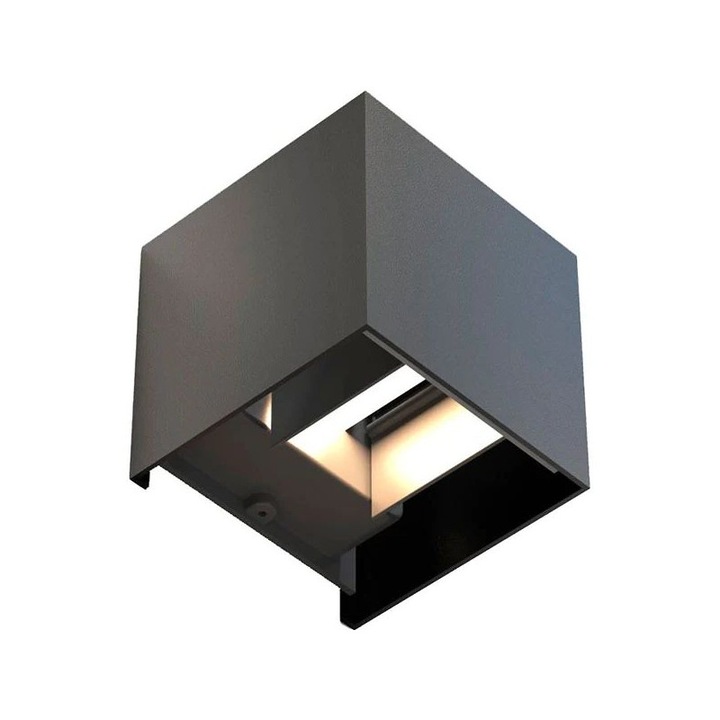 Външно осветление Techstar LED CUBE, 6W, Енергиен клас A+, Водо- и прахоустойчиво, Топло бяло 3000K, Алуминий, Черно, 1 брой