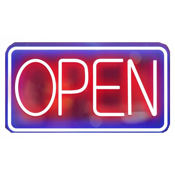 Panou Neon LED "OPEN", 37.5x19cm, alb, cu cablu USB