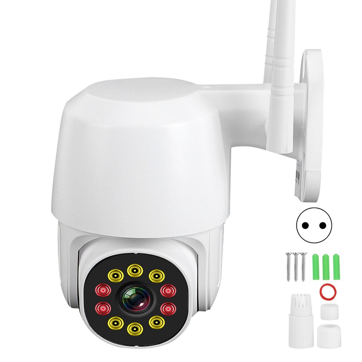 Външна IP камера 360°, безжична, куполна, IP66, WiFi