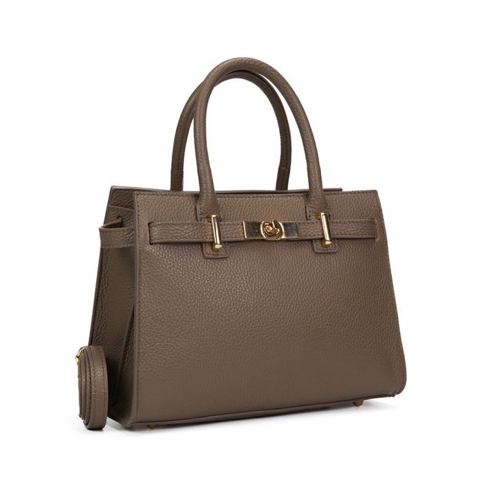 Poseta Piele Louise - Crem Inchis, Geanta Office din Piele Naturala, Geanta, Genti