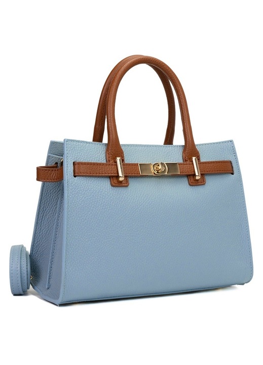 Poseta Piele Louise - Bleu Coniac, Geanta Office din Piele Naturala, Geanta, Genti