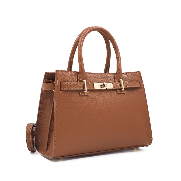 Poseta Piele Louise - Coniac, Geanta Office din Piele Naturala, Geanta, Genti