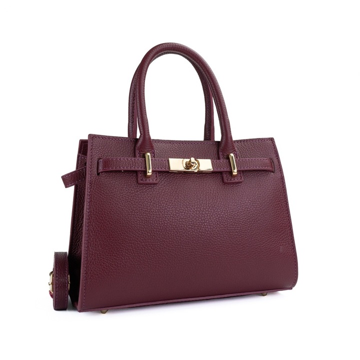 Poseta Piele Louise - Bordo, Geanta Office din Piele Naturala, Geanta, Genti