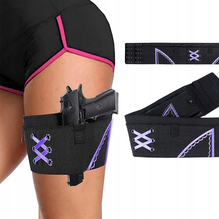 Toc pe picior pentru femei, neagra cu detalii mov, dimensiune universala