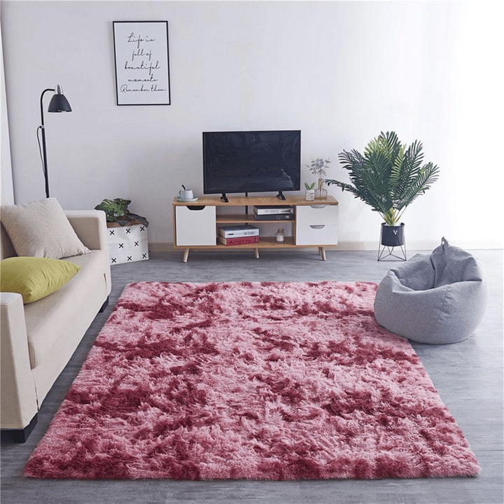 Covor Shaggy Ombre 100x150 cm, rosu, 3,5 cm grosime, set