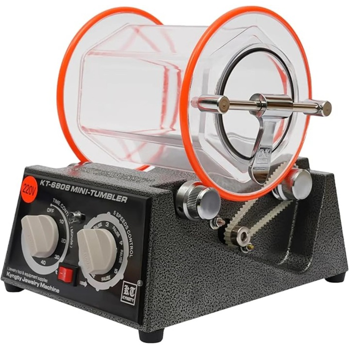 Ротационна шлифовъчна машина за бижута, 3 кг, 60W, 230x180x100 мм, черна, комплект с полиращи мъниста